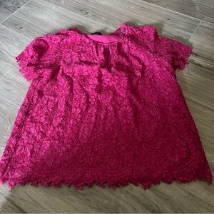 J Crew women’s lace Hot Pink short sleeve blouse size xs
